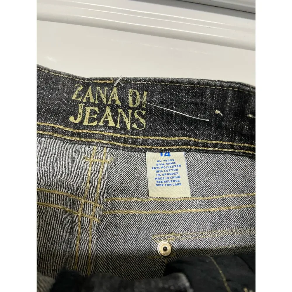 Zana Di Girls Short Size 14 Black Denim Bling‎ Flap Pockets Jean